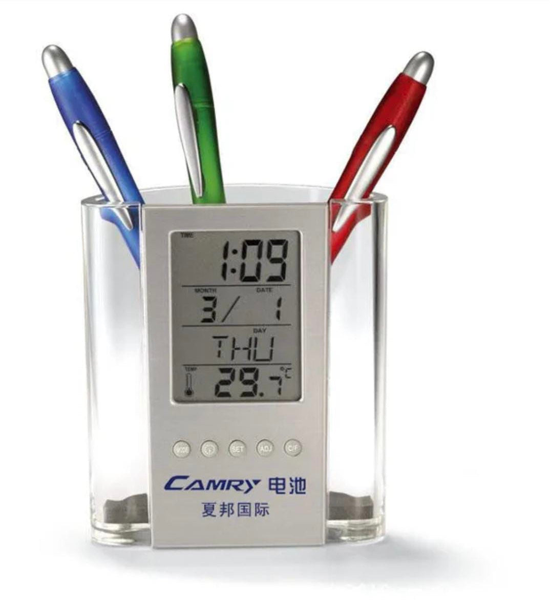 LCD Digital Alarm Clock Desk Pencil Pen Holder, Multi Function Pen Holder with Digital Time Clock, Perpetual Calendar Pen Holder LCD Digital Alarm Clock Desk Pencil Pen Holder, Multi Function Pen Holder with Digital Time Clock, Perpetual Calendar Pen Holder